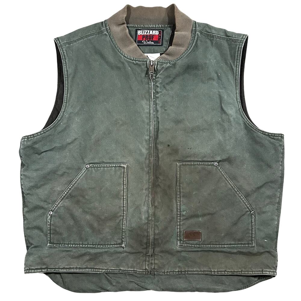 Vintage Walls Blizzard Pruf Canvas Vest Men’s 2XL Sage Green Workwear Insulated